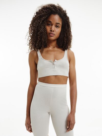 Calvin Klein Underwear HU997690 | Calvin Klein Cropped Ribbed Női Trikó Fehér